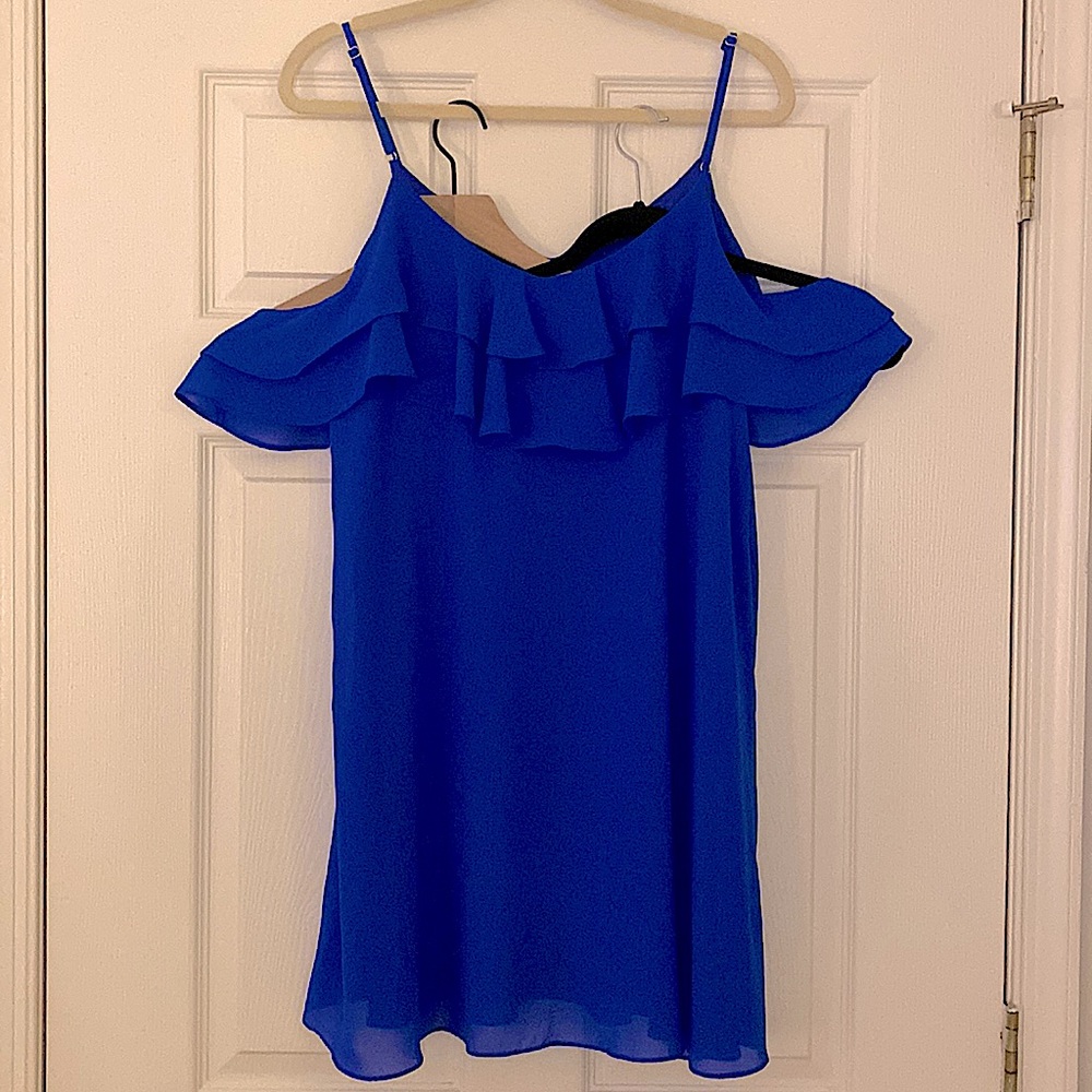 Waterfront Royal Blue Off-The-Shoulder Skater Dress (L) - Picture 2 of 3